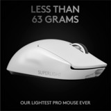 Logitech Pro X Superlight mus Højre hånd RF trådløst 25600 dpi, Gaming mus Hvid, Højre hånd, RF trådløst, 25600 dpi, 1 ms, Hvid