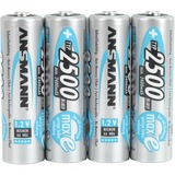 Ansmann 2500mAh AA maxE plus Nikkel-Metalhydrid (NiMH), Batteri Sølv, AA, Nikkel-Metalhydrid (NiMH), 1,2 V, 2500 mAh, 14,5 x 14,5 x 50,5 mm