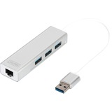 Digitus DA-70250-1 interface hub USB 3.2 Gen 1 (3.1 Gen 1) Type-A 1000 Mbit/s Sølv, Hvid, USB hub Hvid, USB 3.2 Gen 1 (3.1 Gen 1) Type-A, USB 3.2 Gen 1 (3.1 Gen 1) Type-A, 1000 Mbit/s, Sølv, Hvid, Aluminium, 0,2 m