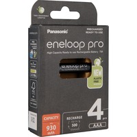 Panasonic Eneloop Pro Genopladeligt batteri AAA Nikkel-Metalhydrid (NiMH) Genopladeligt batteri, AAA, Nikkel-Metalhydrid (NiMH), 4 stk, 930 mAh, Sort