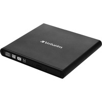 Verbatim Slimline CD/DVD optisk diskdrev DVD-RW Sort, ekstern DVD-brænder Sort, Sort, Vandret, Notebook, DVD-RW, USB 2.0, CD, CD-R, CD-RW, DVD, DVD+R, DVD+R DL, DVD+RW, DVD-R, DVD-R DL, DVD-RAM, DVD-ROM